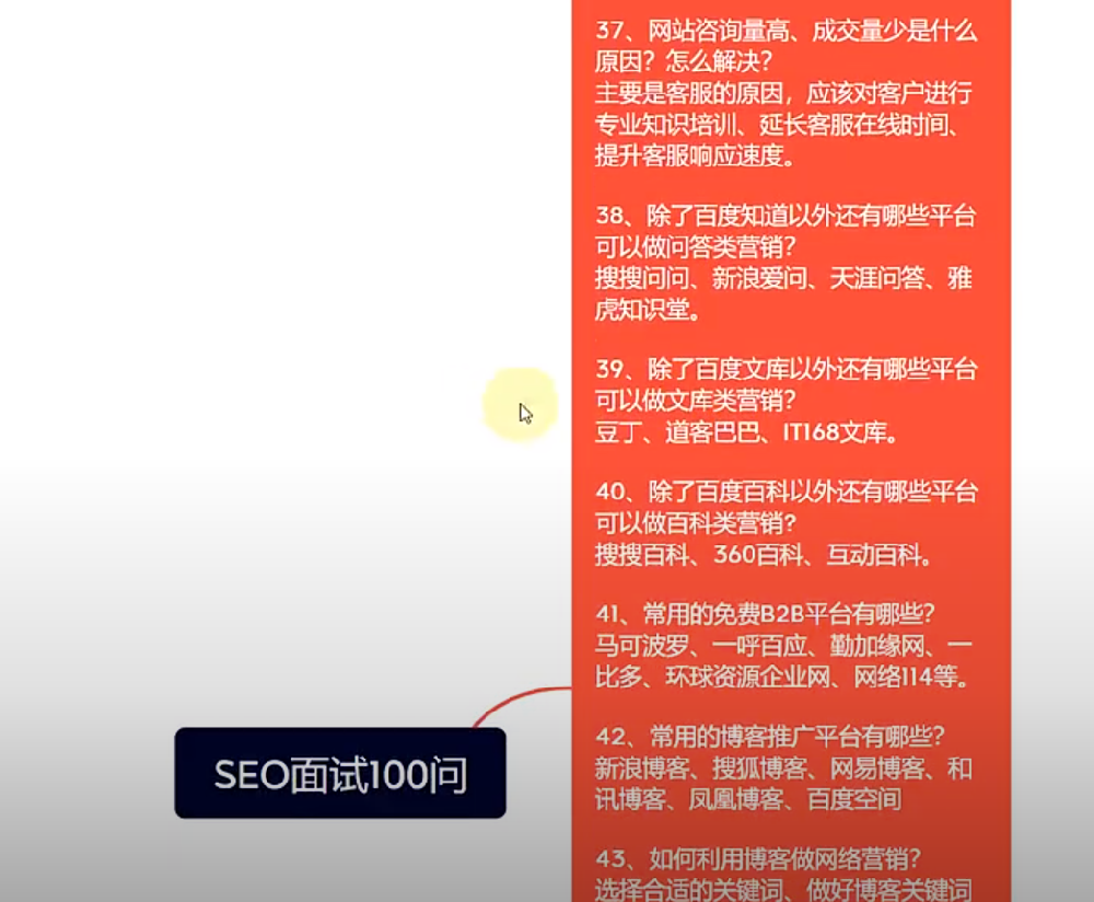 泛目录排名代发：SEO面试100问